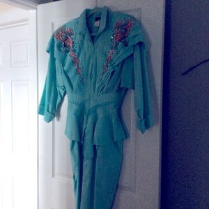 Vintage 80’s ornate peplum dress
